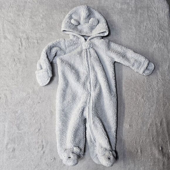 Carter's Teddy Fleece Snow Suit Hooded One Piece Infant Size 6 Months Bear Ears - Picture 1 of 6